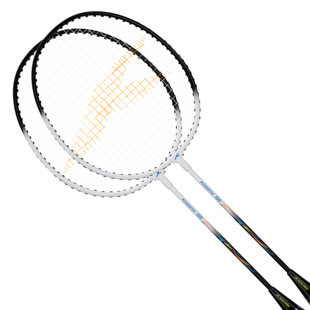 Powertek 100 (2Pcs in 1) - White/Black - Badminton Racket